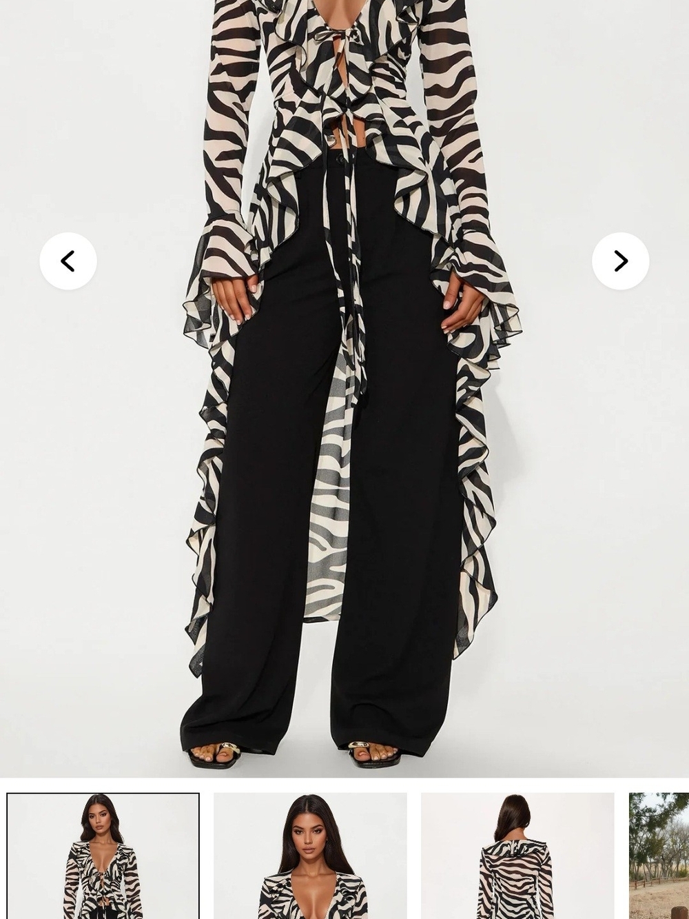 Fashion Nova Long gauze top with zebra print. Wild Seduction